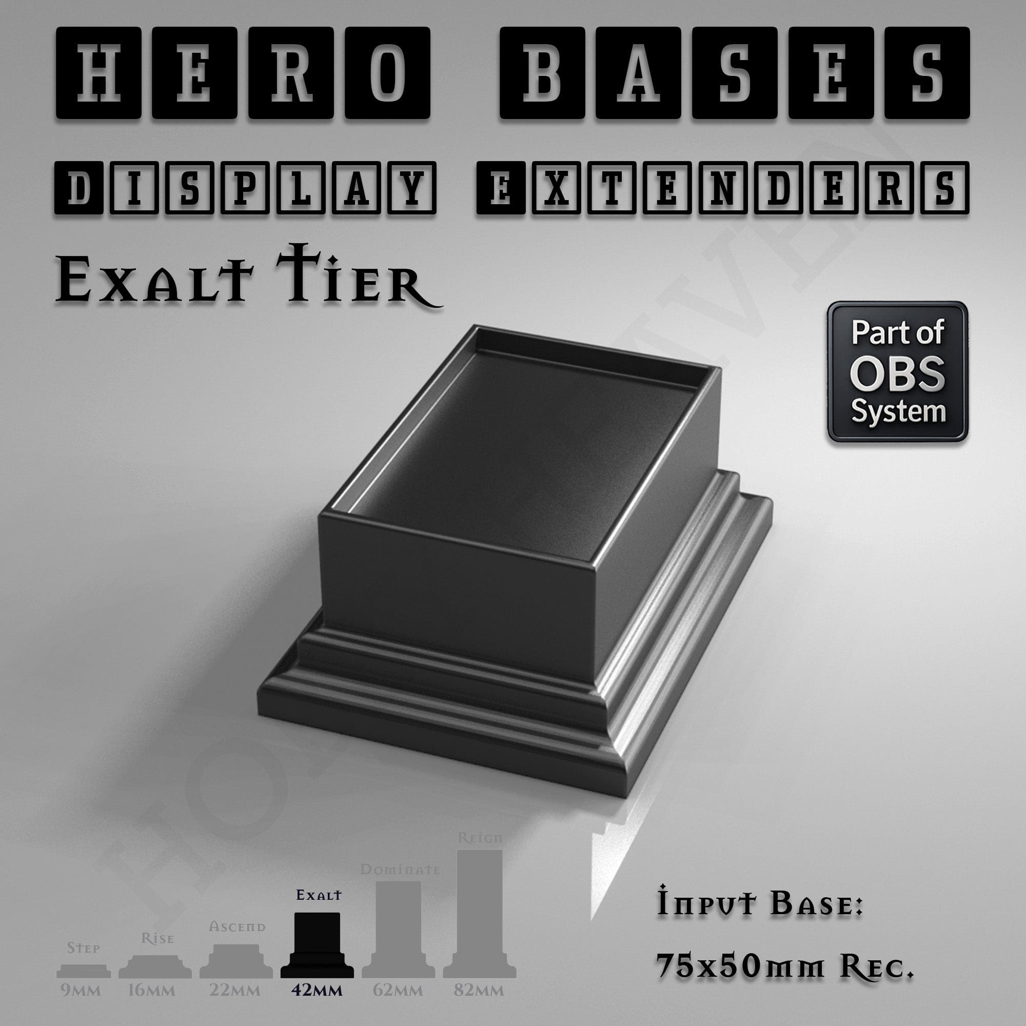 Plastic Bases Hero Bases Display Extenders | Squares and Rectangles | Convert Gaming Bases to Display Bases & Plinths