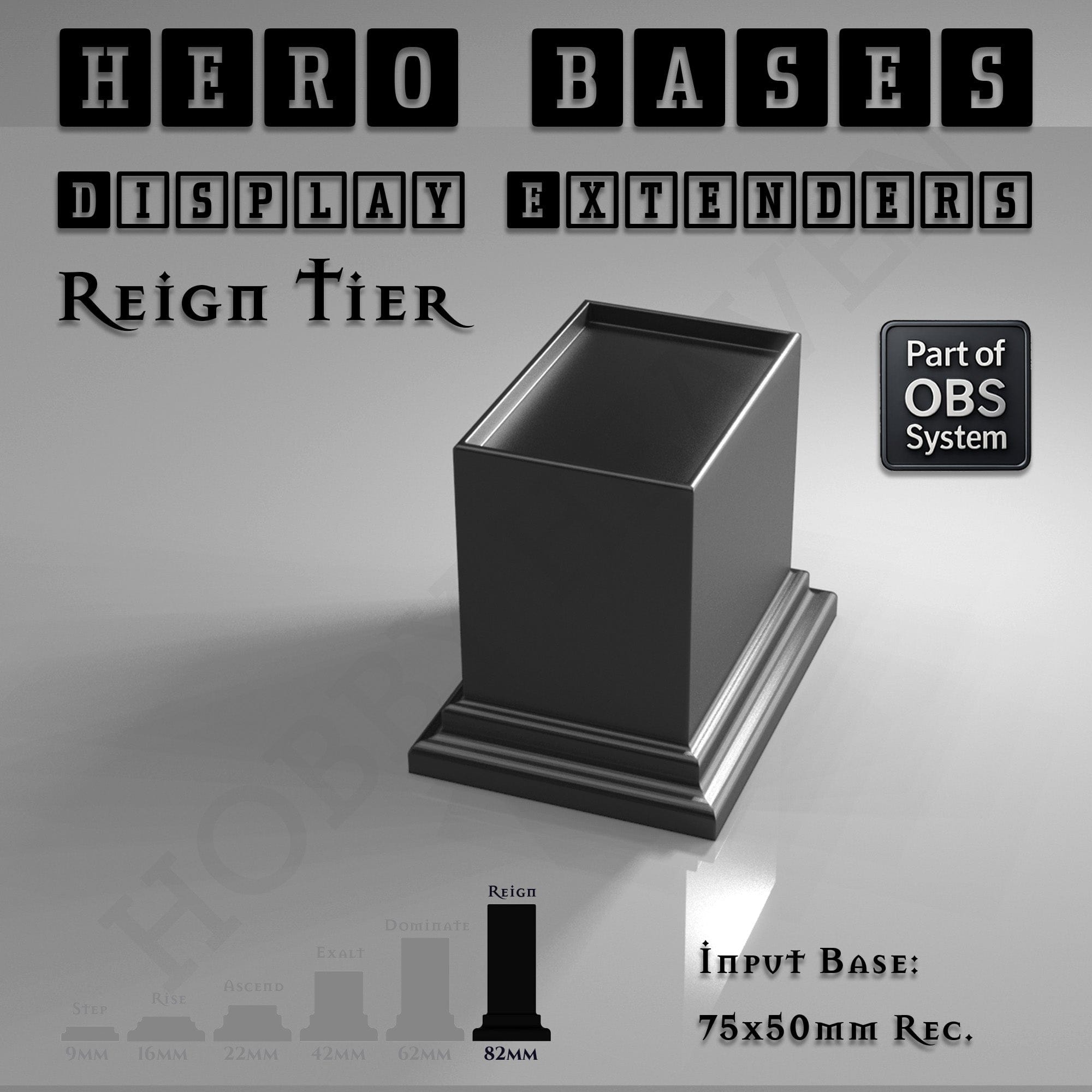 Plastic Bases Hero Bases Display Extenders | Squares and Rectangles | Convert Gaming Bases to Display Bases & Plinths
