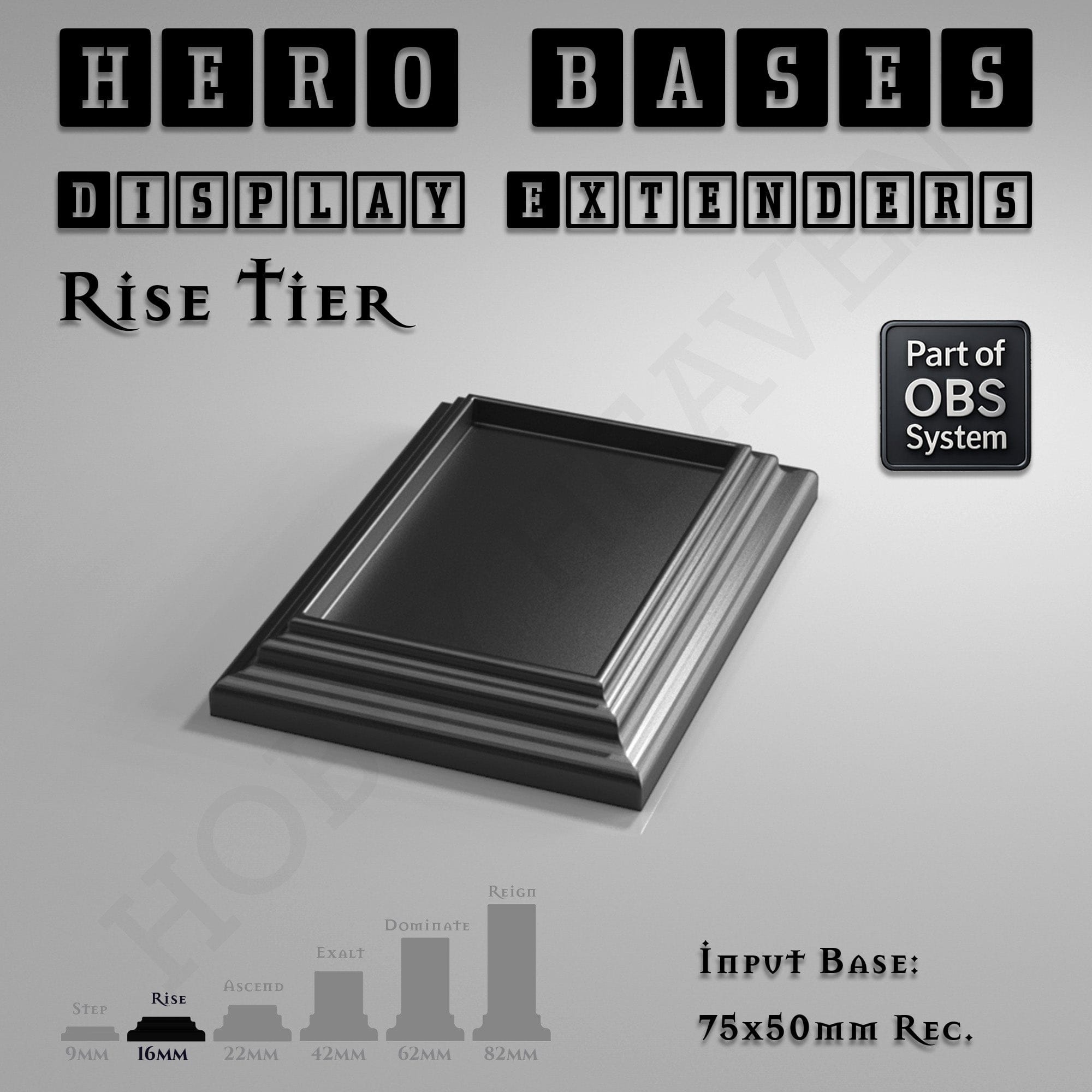 Plastic Bases Hero Bases Display Extenders | Squares and Rectangles | Convert Gaming Bases to Display Bases & Plinths
