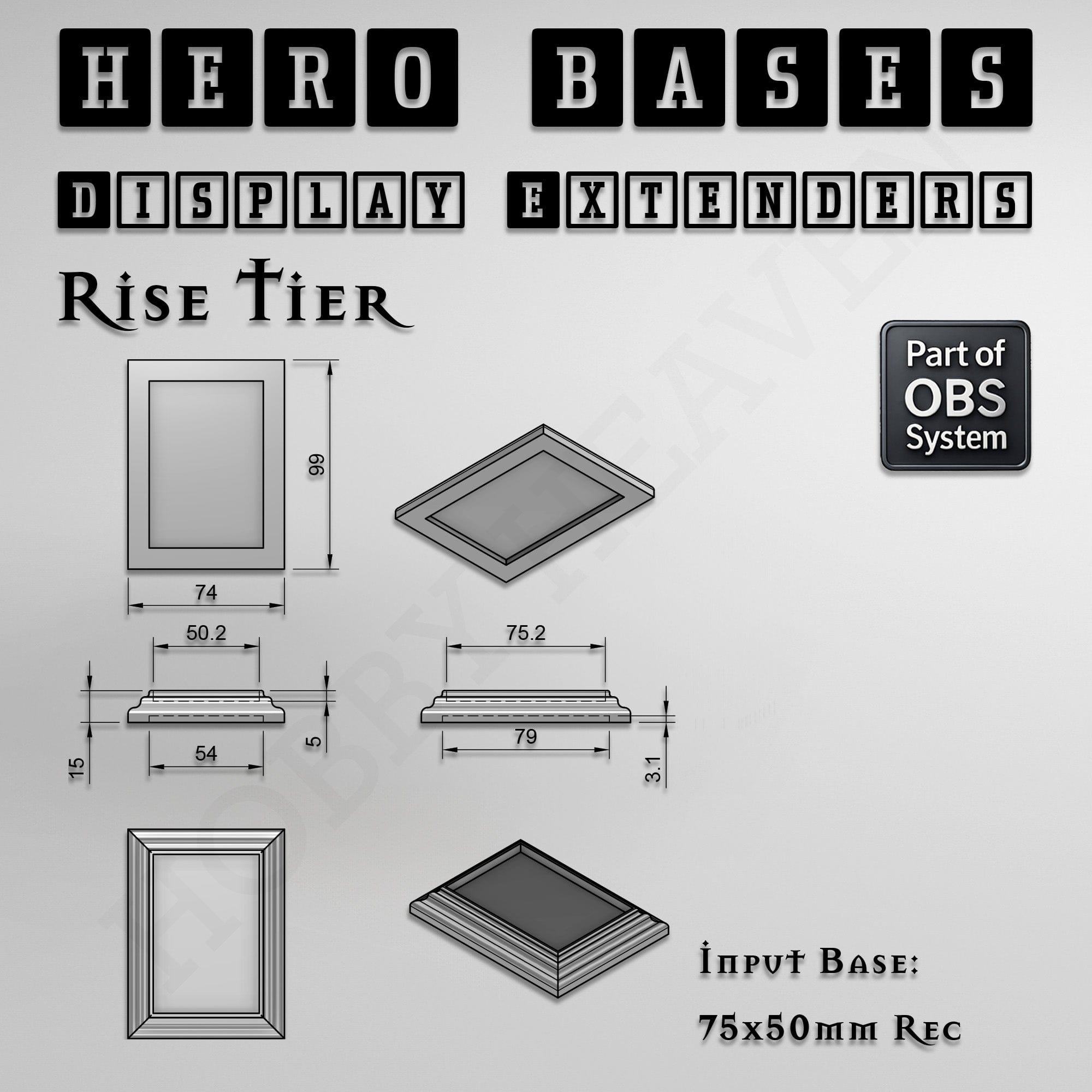 Plastic Bases Hero Bases Display Extenders | Squares and Rectangles | Convert Gaming Bases to Display Bases & Plinths