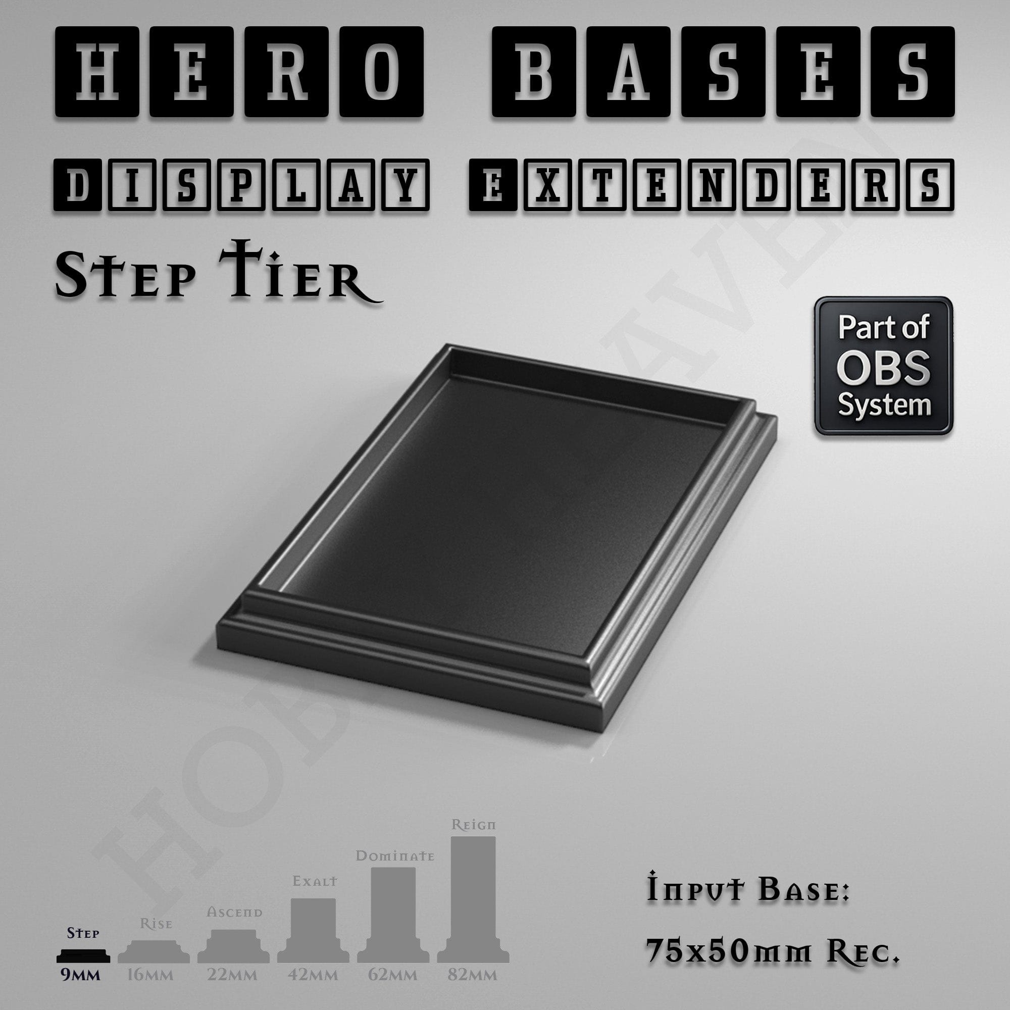 Plastic Bases Hero Bases Display Extenders | Squares and Rectangles | Convert Gaming Bases to Display Bases & Plinths