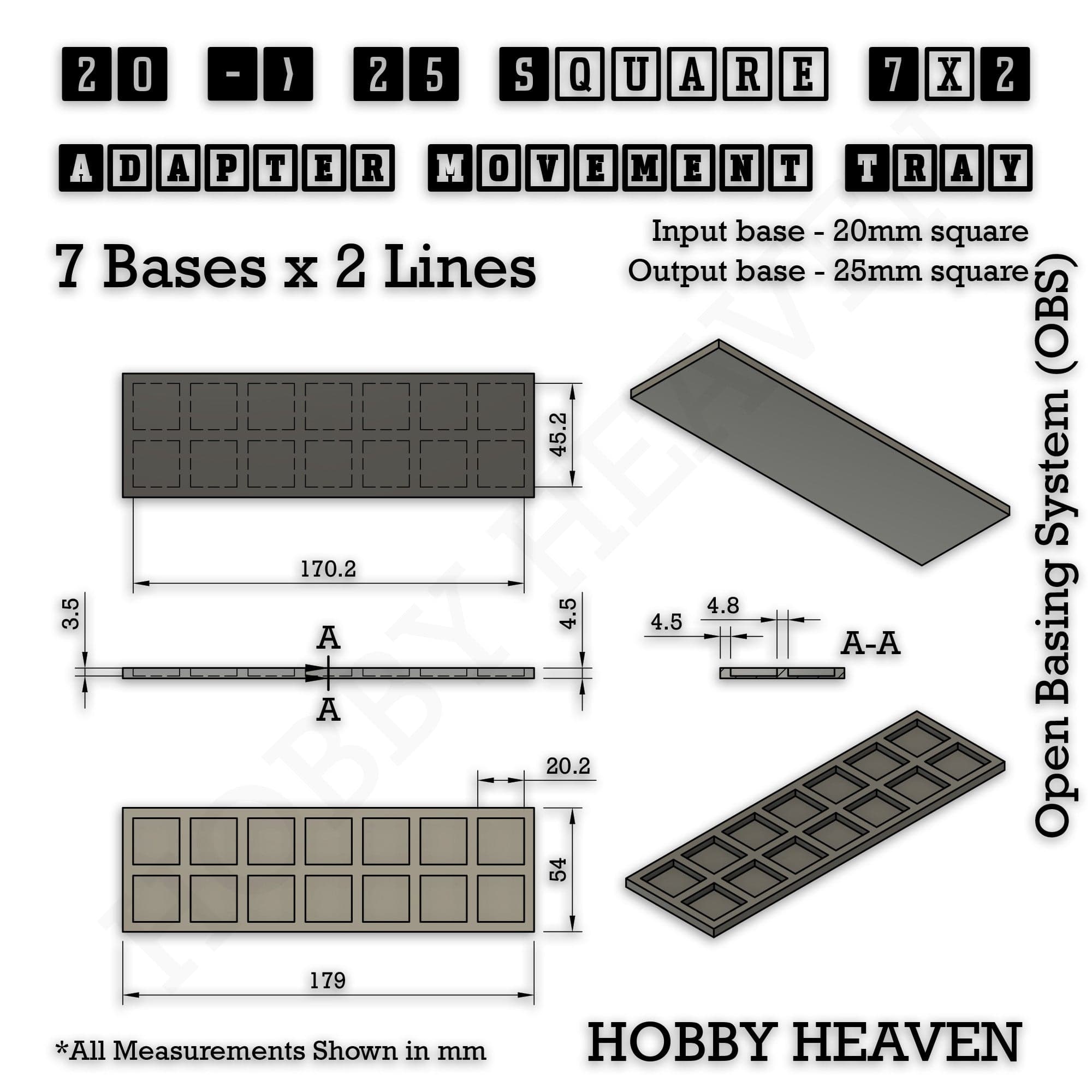 Movement Tray Square and Rectangle Movement Trays Adapters for Tabletop Games