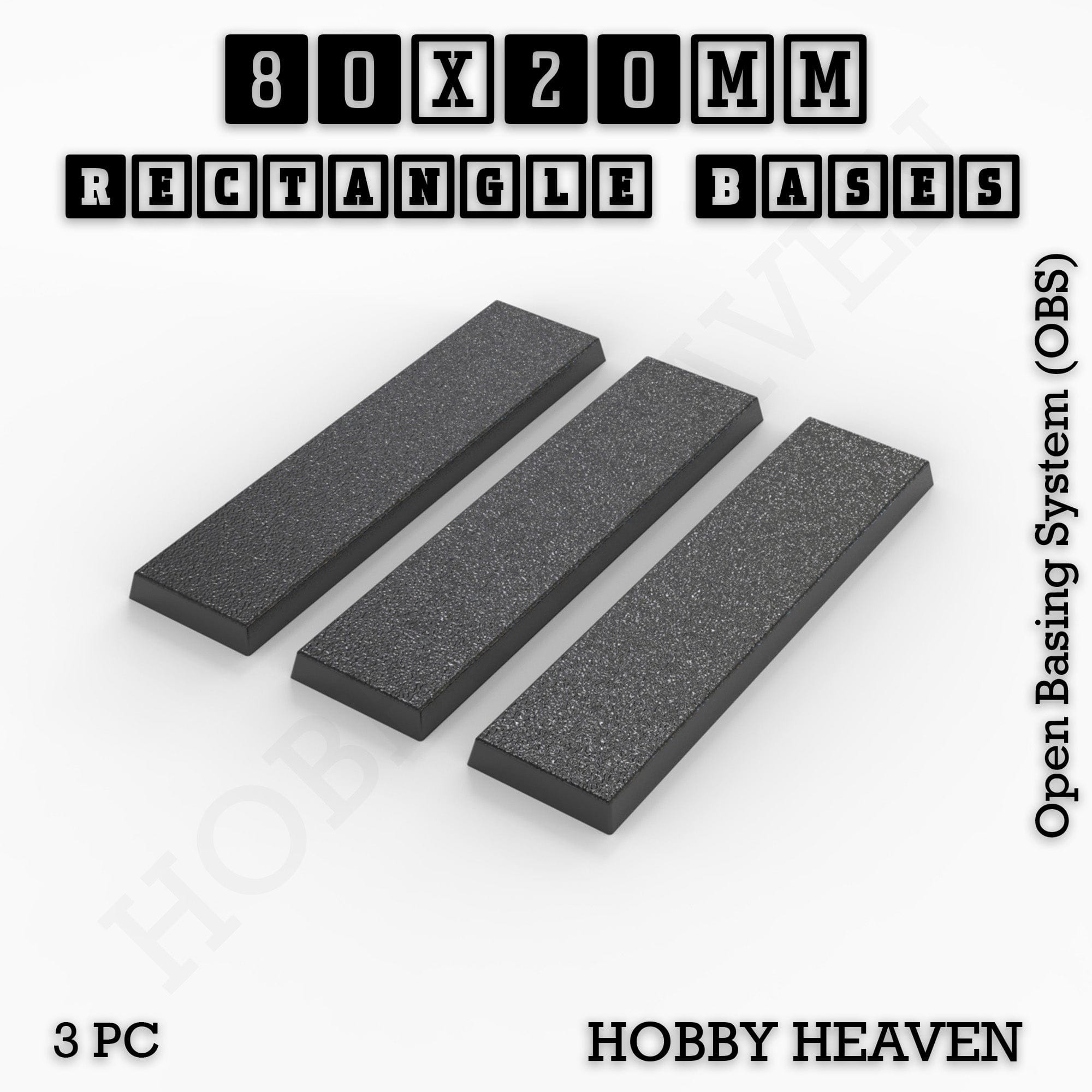 Base Rectangle Bases Range Sizes - 75x30mm to 125x40mm Medium Sizes 3d Print Full Range Tabletop Games