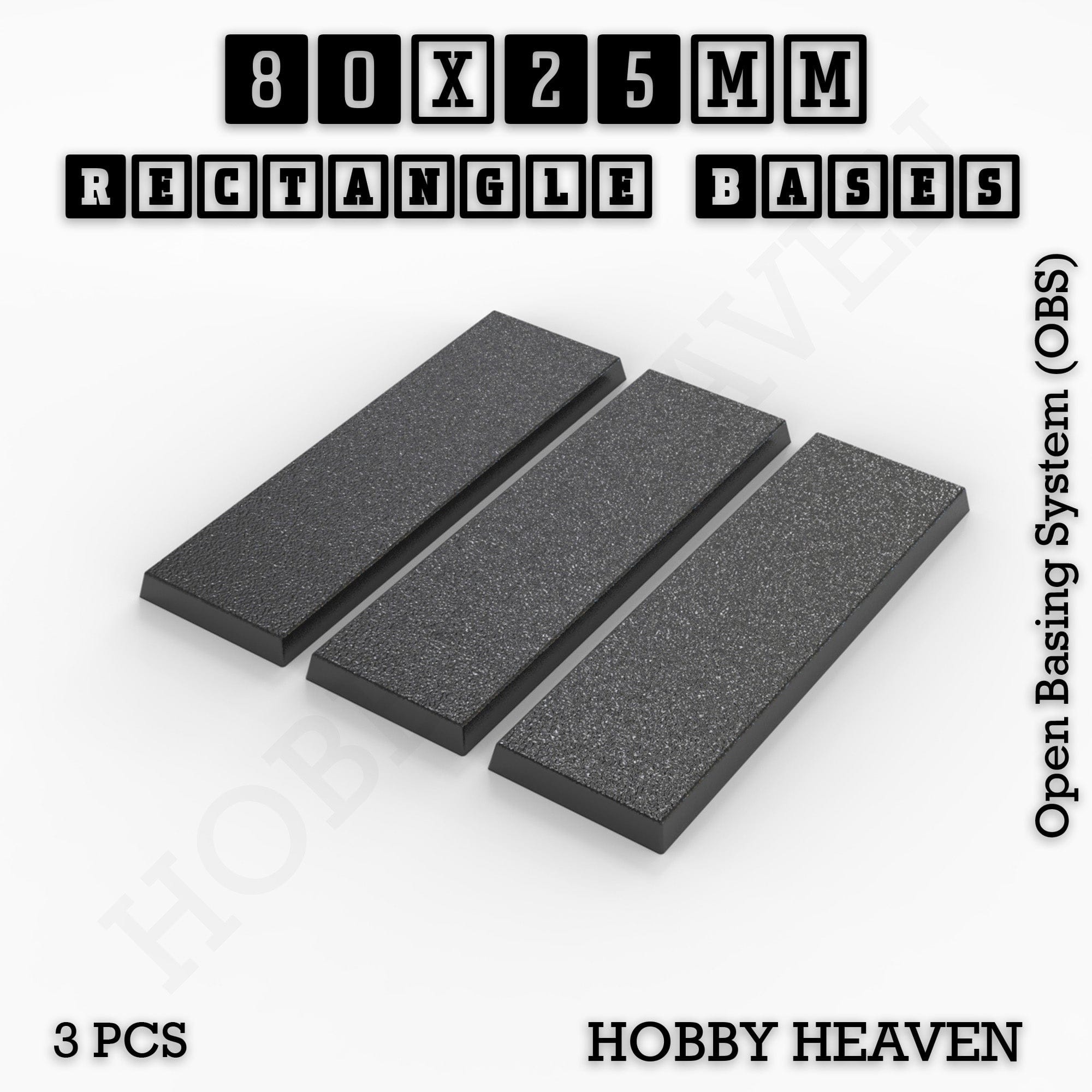 Base Rectangle Bases Range Sizes - 75x30mm to 125x40mm Medium Sizes 3d Print Full Range Tabletop Games
