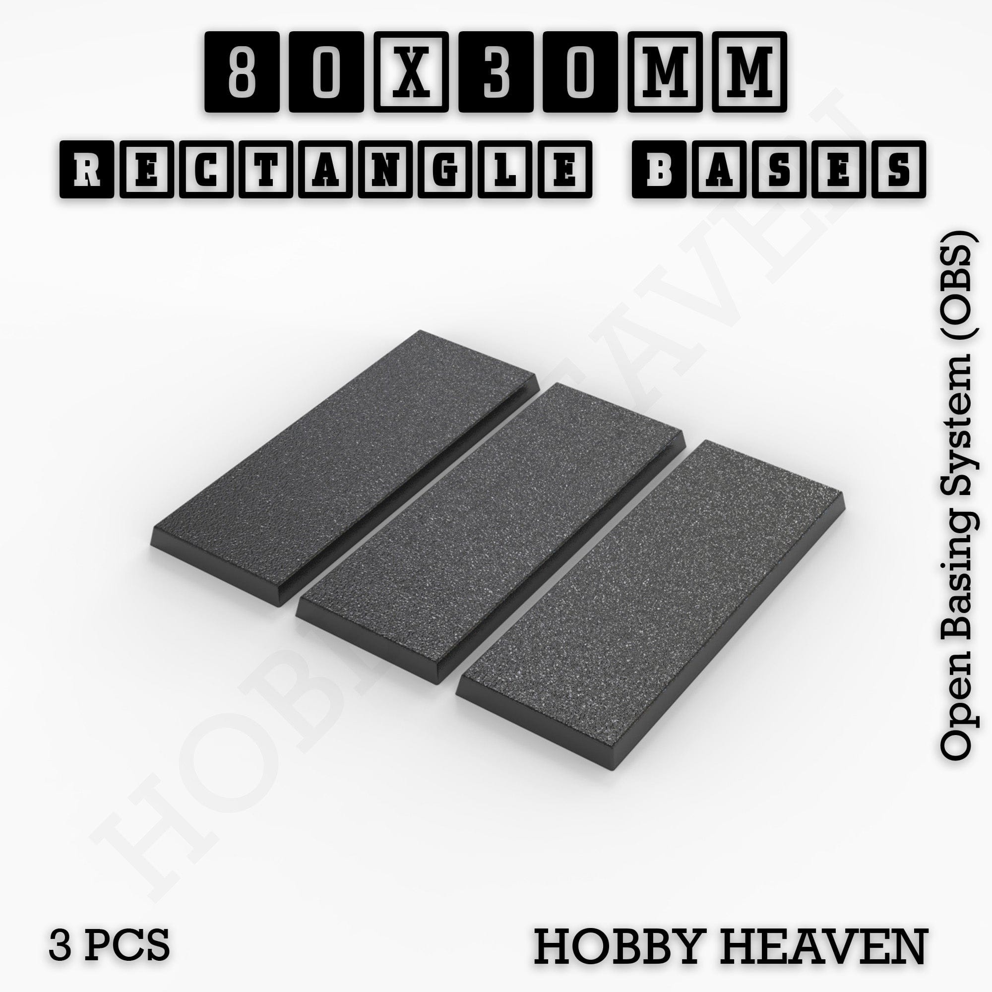 Base Rectangle Bases Range Sizes - 75x30mm to 125x40mm Medium Sizes 3d Print Full Range Tabletop Games