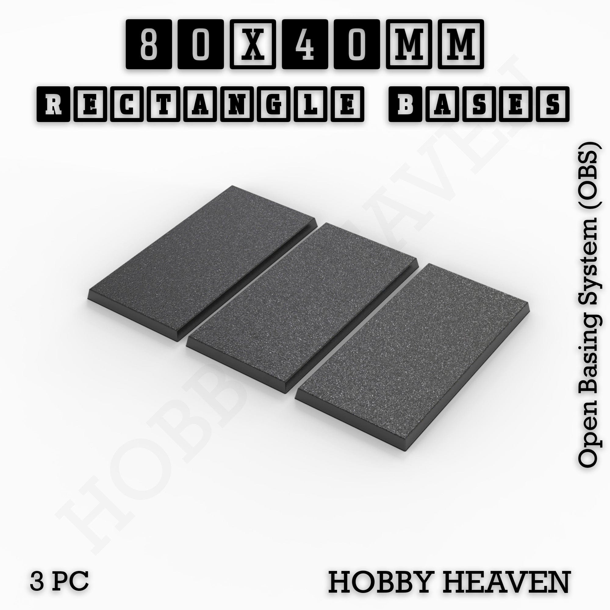 Base Rectangle Bases Range Sizes - 75x30mm to 125x40mm Medium Sizes 3d Print Full Range Tabletop Games