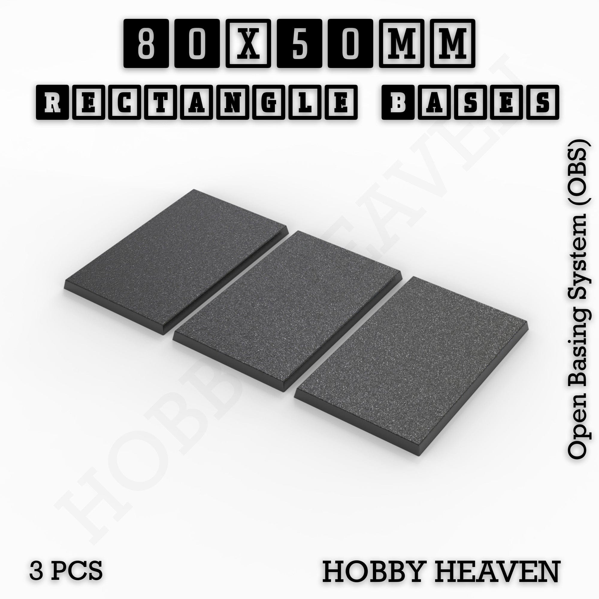 Base Rectangle Bases Range Sizes - 75x30mm to 125x40mm Medium Sizes 3d Print Full Range Tabletop Games