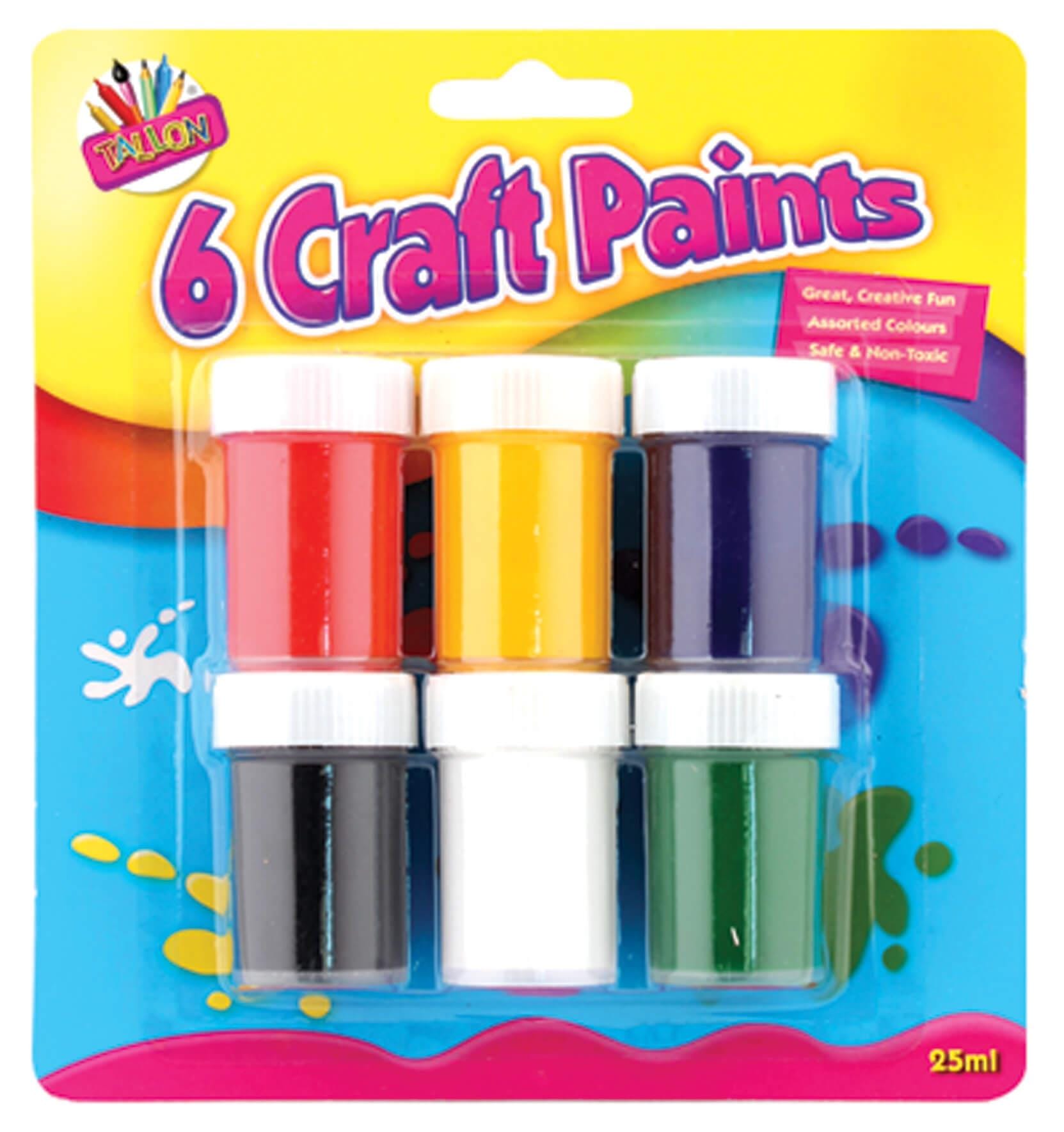 Arts & Crafts > Painting > Paint Pots Children's Pack of 6 Colourful Non-Toxic 25ml Craft Paint Pots 5013922054575