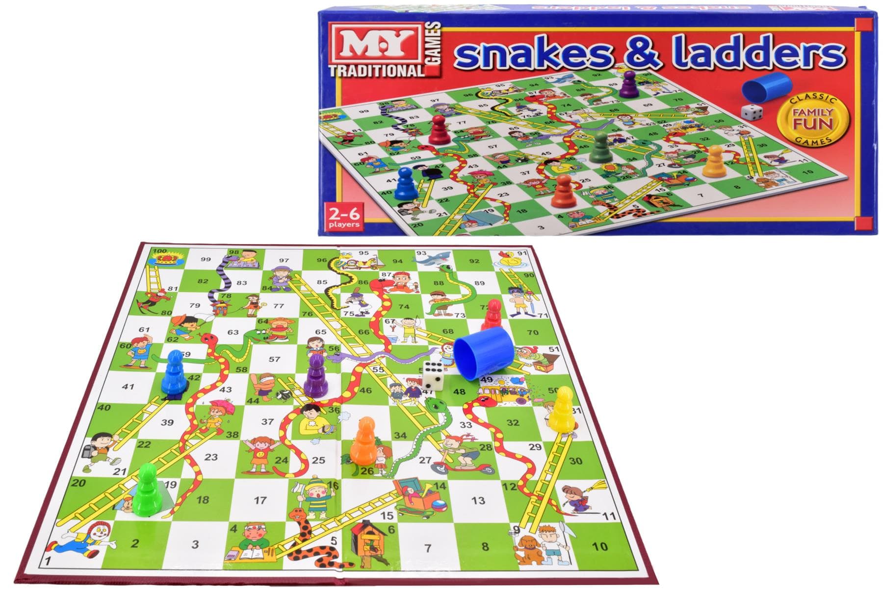 Toys & Games > Games > Board Games Snakes and Ladders Classic Family Board Game 795229756158