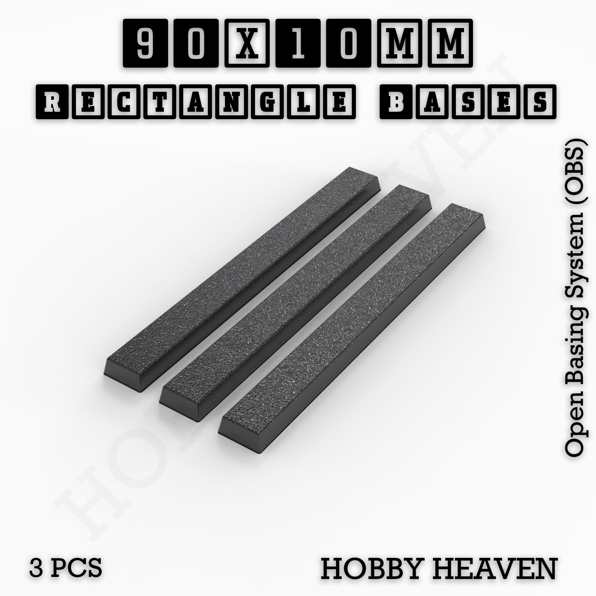Base Rectangle Bases Range Sizes - 75x30mm to 125x40mm Medium Sizes 3d Print Full Range Tabletop Games