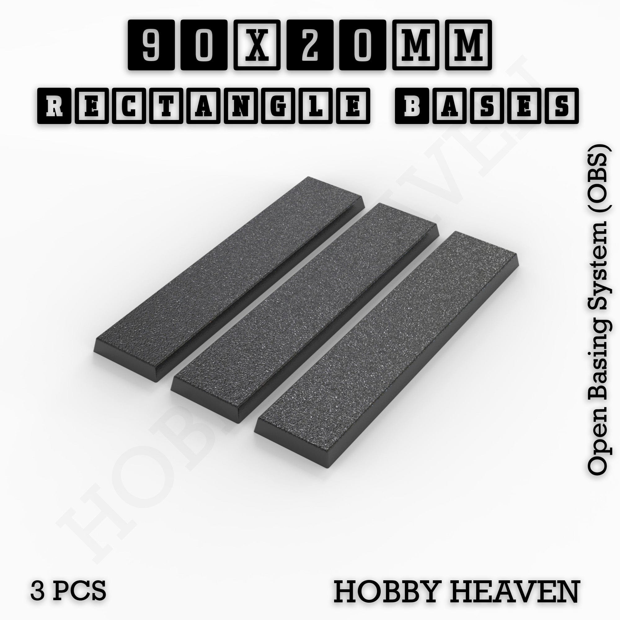 Base Rectangle Bases Range Sizes - 75x30mm to 125x40mm Medium Sizes 3d Print Full Range Tabletop Games