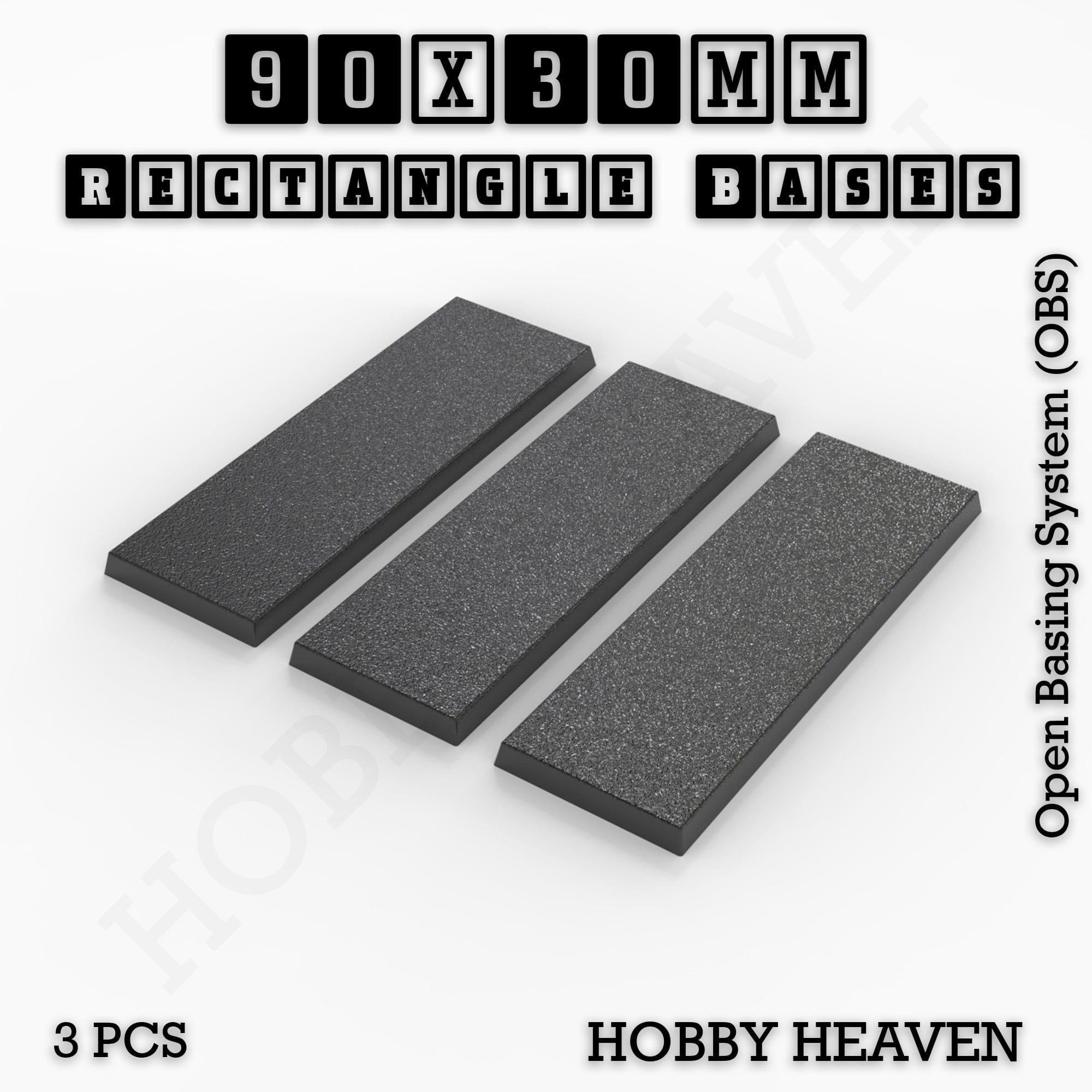 Base Rectangle Bases Range Sizes - 75x30mm to 125x40mm Medium Sizes 3d Print Full Range Tabletop Games