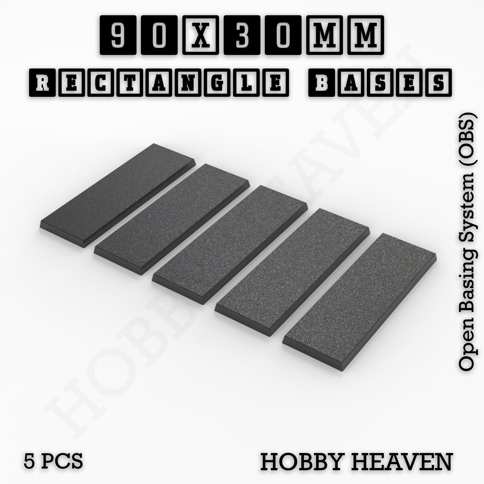 Base Rectangle Bases Range Sizes - 75x30mm to 125x40mm Medium Sizes 3d Print Full Range Tabletop Games