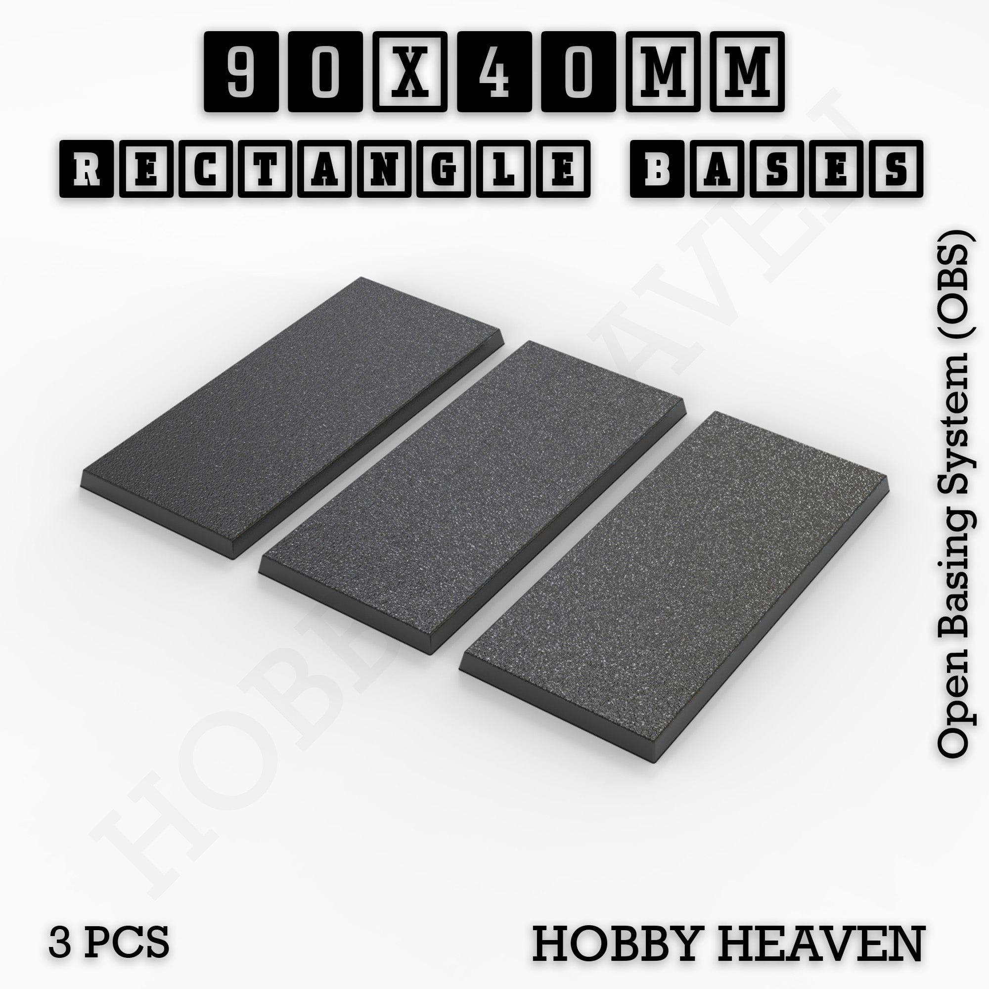 Base Rectangle Bases Range Sizes - 75x30mm to 125x40mm Medium Sizes 3d Print Full Range Tabletop Games