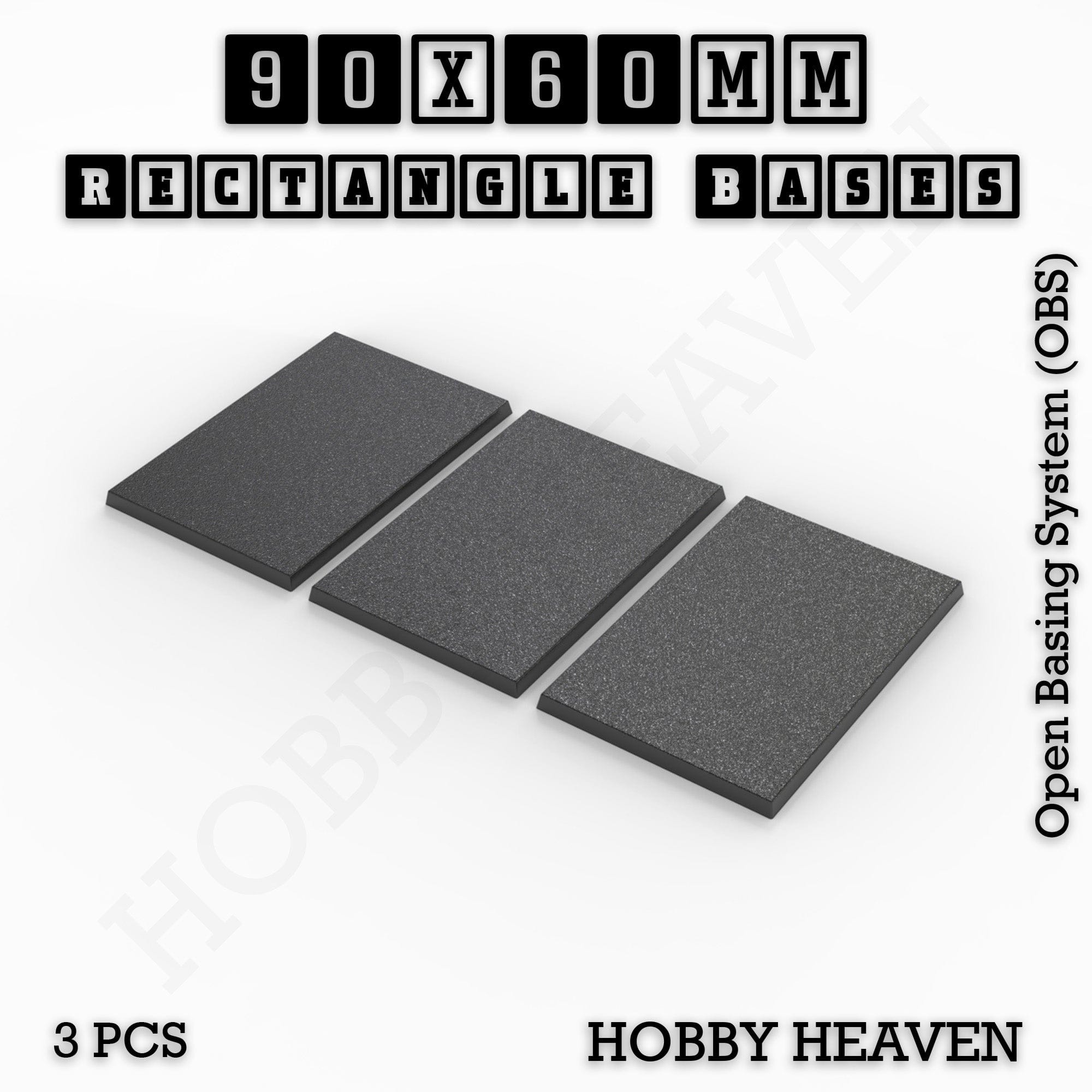 Base Rectangle Bases Range Sizes - 75x30mm to 125x40mm Medium Sizes 3d Print Full Range Tabletop Games