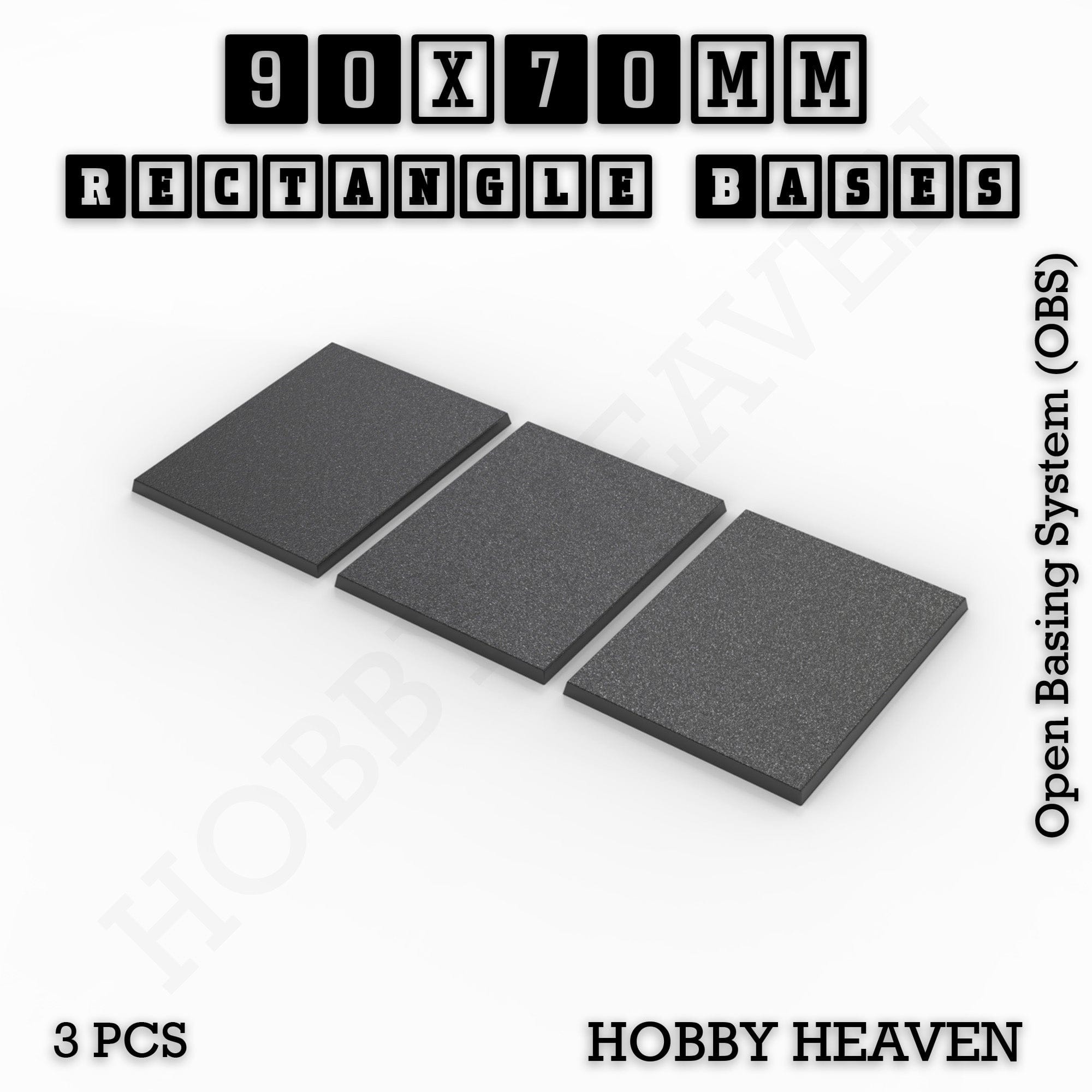 Base Rectangle Bases Range Sizes - 75x30mm to 125x40mm Medium Sizes 3d Print Full Range Tabletop Games