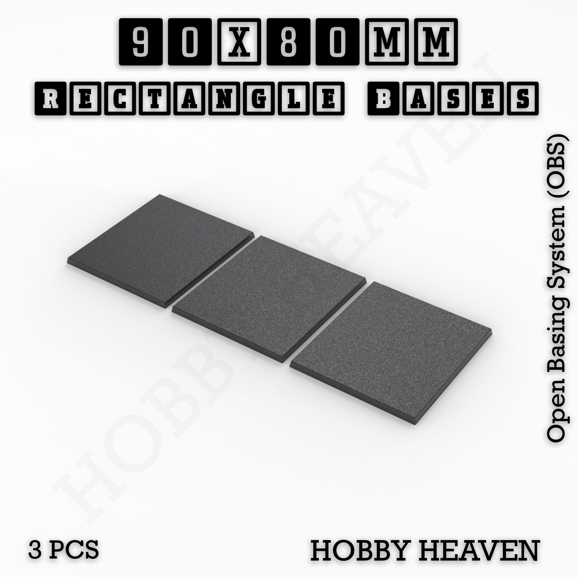 Base Rectangle Bases Range Sizes - 75x30mm to 125x40mm Medium Sizes 3d Print Full Range Tabletop Games