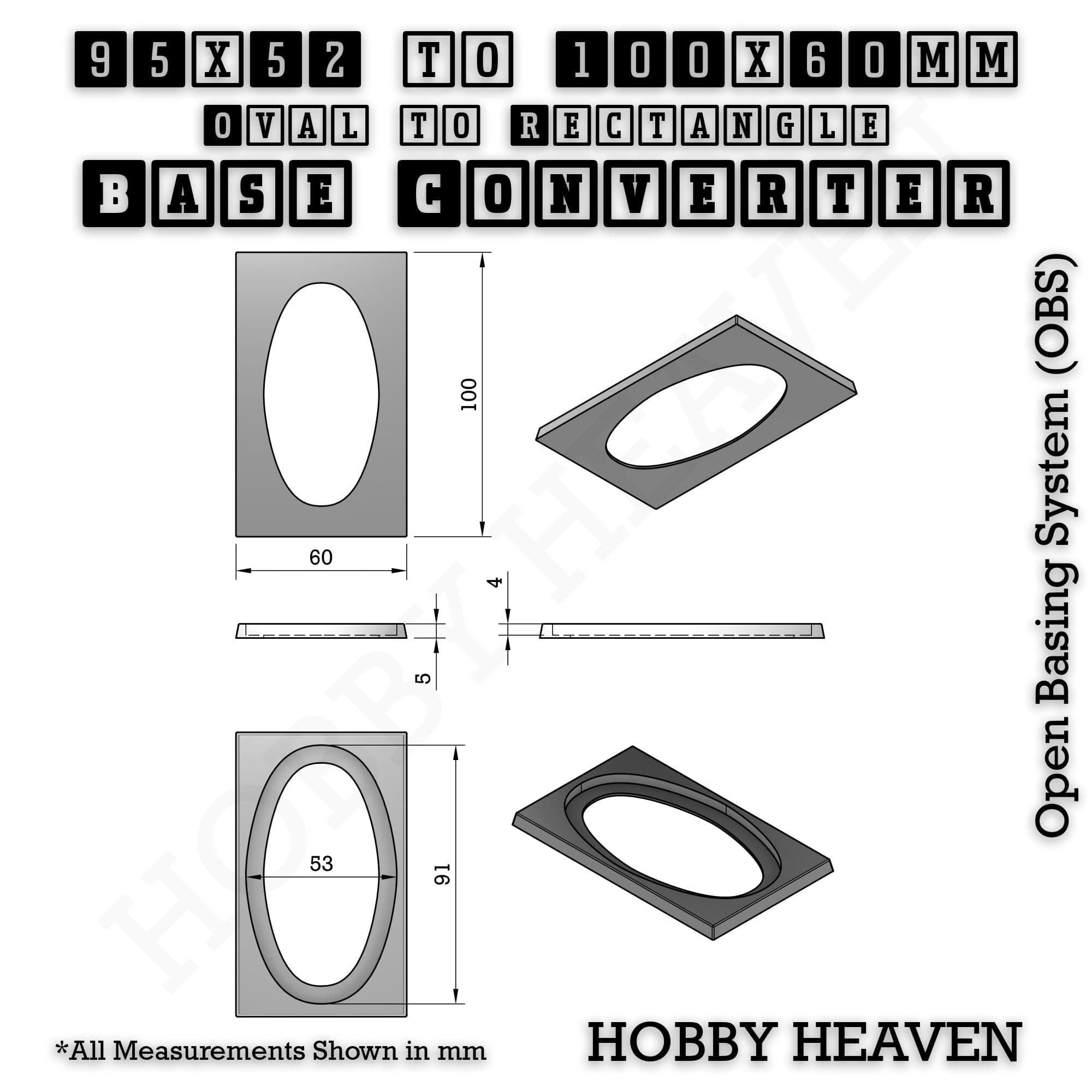 Base Converter Wargaming Oval to Rectangle Base Converters – Tabletop Games | 3D Printed Tabletop Accessories