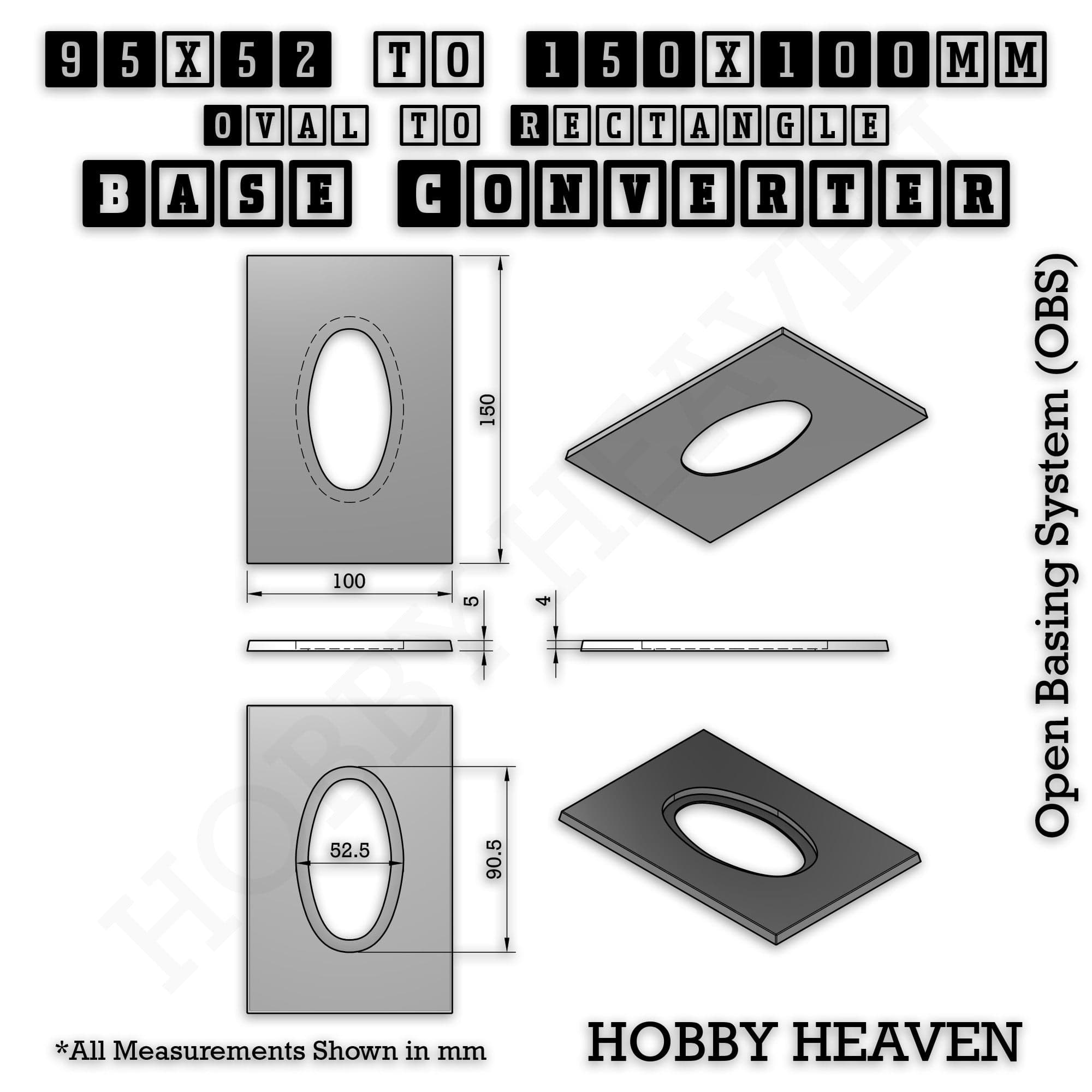Base Converter Wargaming Oval to Rectangle Base Converters – Tabletop Games | 3D Printed Tabletop Accessories