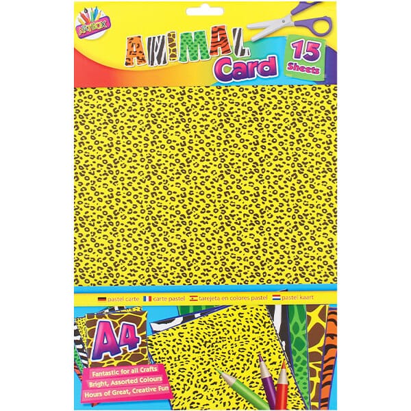 Arts & Crafts > Paper & Craft Materials > Paper > Card Paper Children's Pack of 15 Fun A4 Animal Print Craft Card Sheets 5013922068855