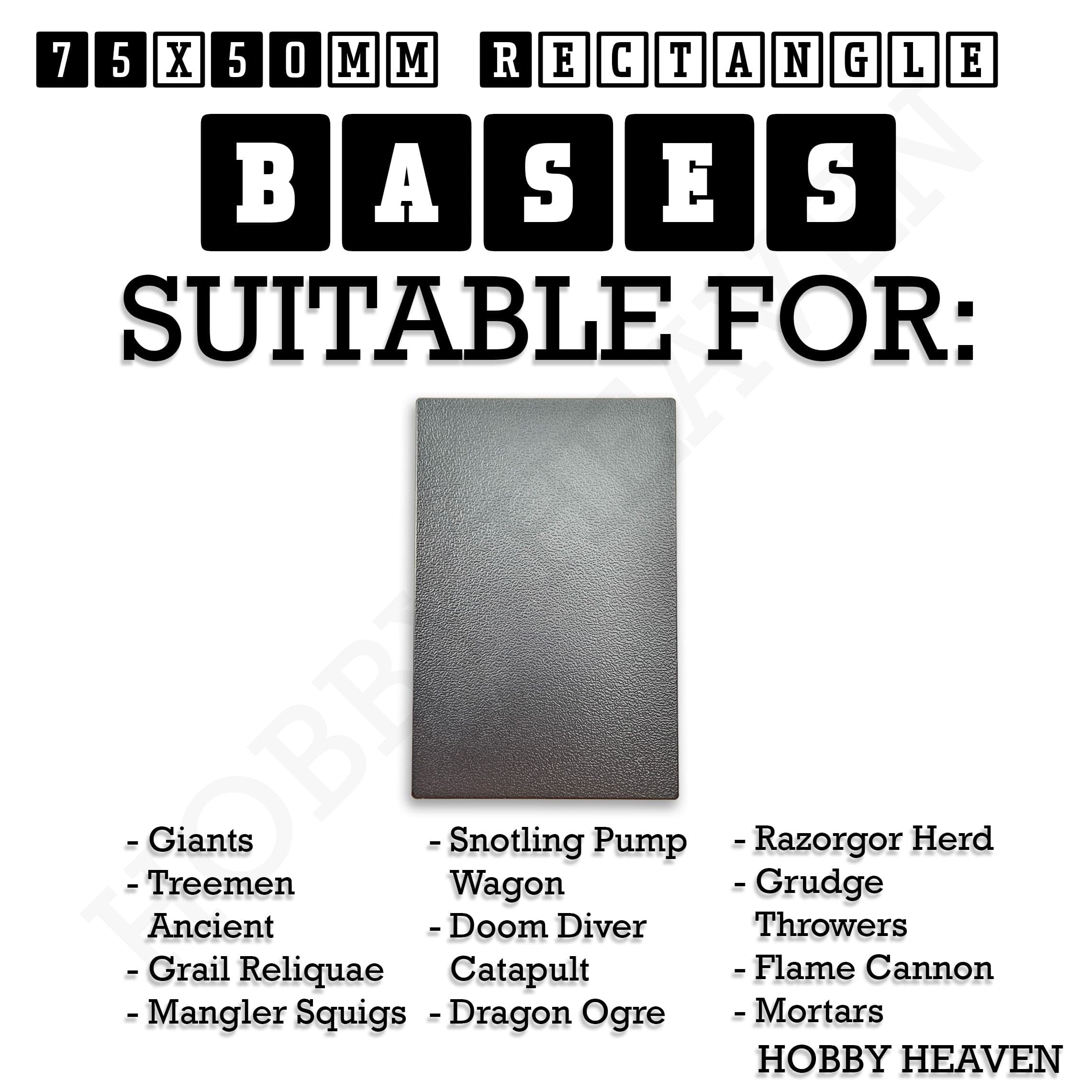Base 50x75mm | 75x50mm Rectangular Plain Plastic Bases | Versatile Miniature Stands