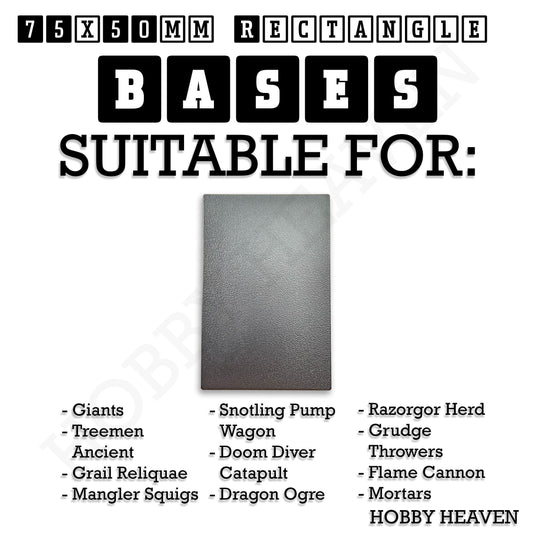 Base 50x75mm | 75x50mm Rectangular Plain Plastic Bases | Versatile Miniature Stands