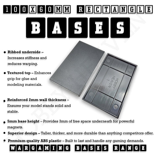 Base 100x60mm Rectangular Plain Plastic Bases