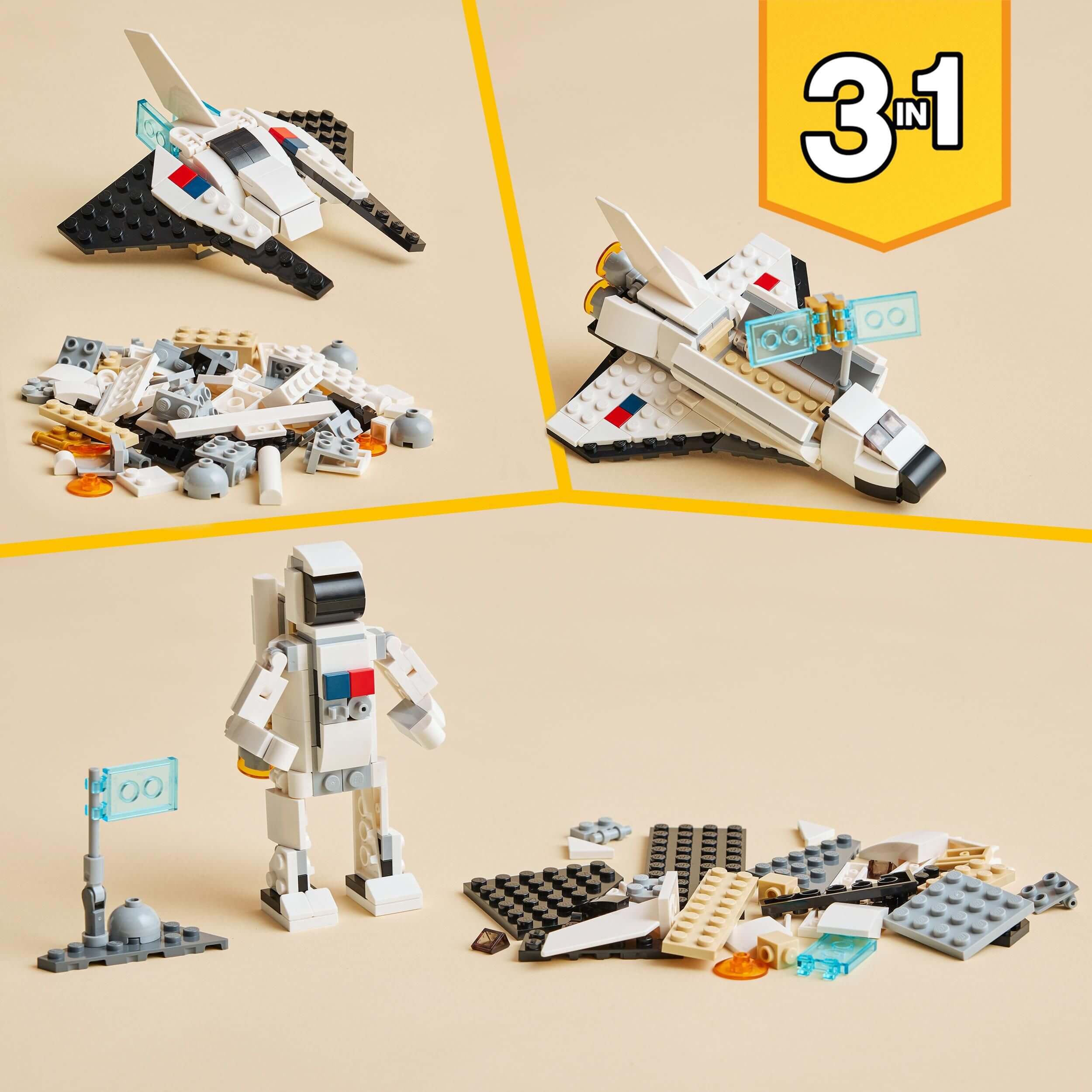Toys & Games > Toys > Construction Toys > Interlocking Blocks > LEGO > LEGO Creator Lego Creator 3 in 1 31134 Space Shuttle Playset for Ages 6 and Up 673419373609