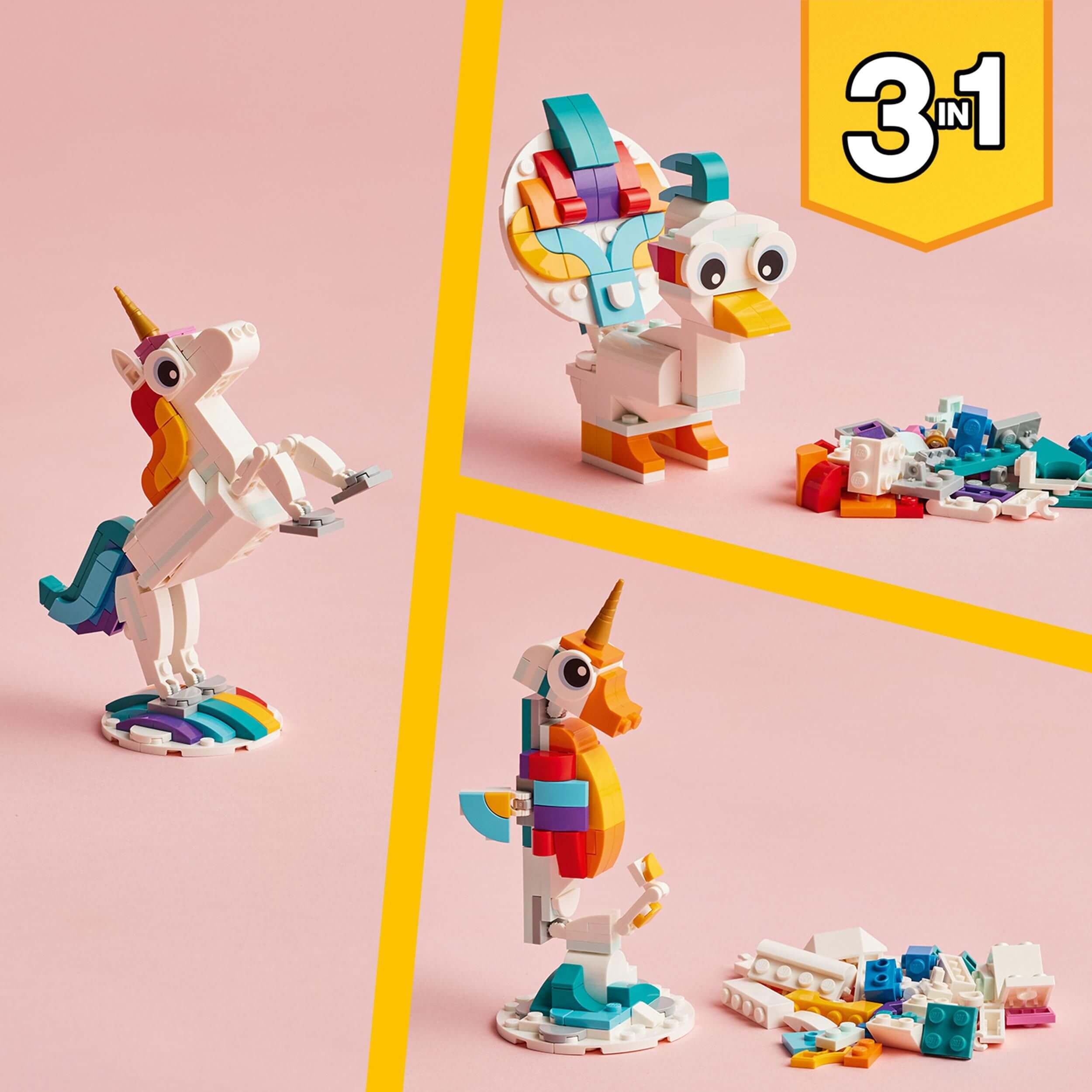 Toys & Games > Toys > Construction Toys > Interlocking Blocks > LEGO > LEGO Creator Lego Creator 3 in 1 31140 Magical Unicorn Playset for Ages 7 and Up 673419374866