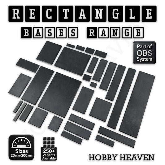 Base Rectangle Bases Range Sizes - 75x30mm to 125x40mm Medium Sizes 3d Print Full Range Tabletop Games
