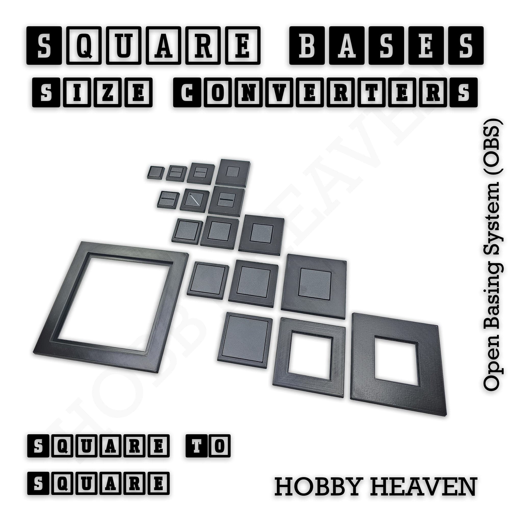 Base Square to Square Bases Size Converters 3d Print Full Range