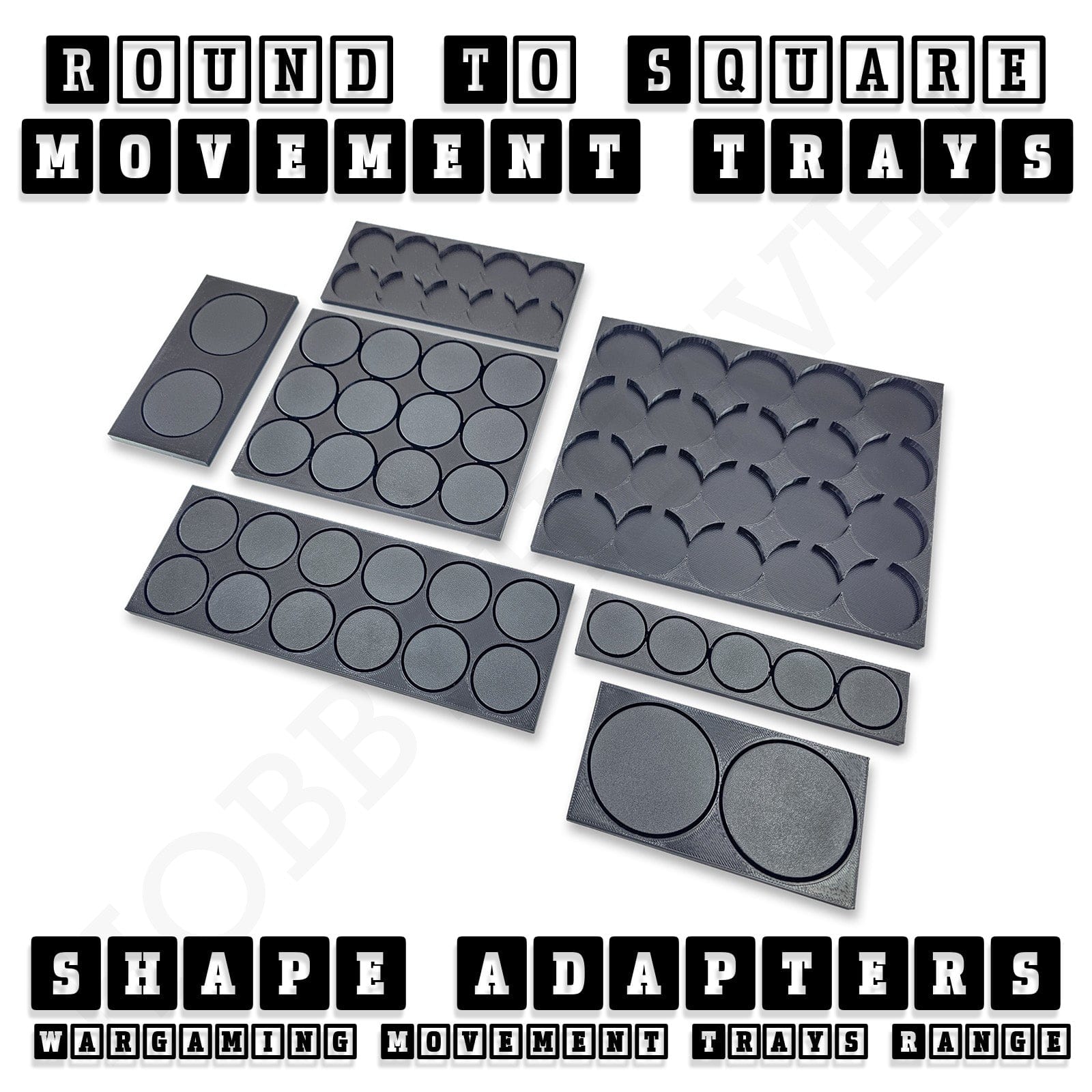 Movement Tray Round to Square Movement Trays Adapters for Tabletop Games