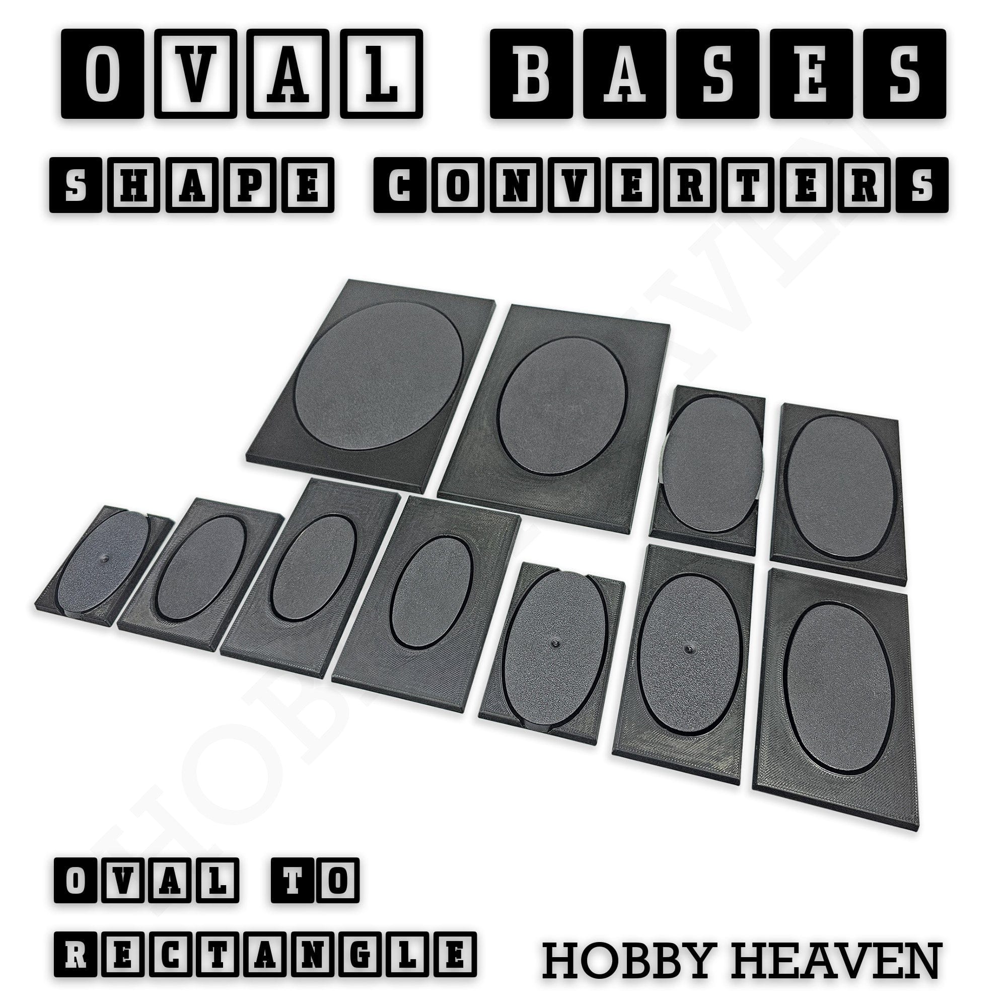 Base Converter Wargaming Oval to Rectangle Base Converters – Tabletop Games | 3D Printed Tabletop Accessories