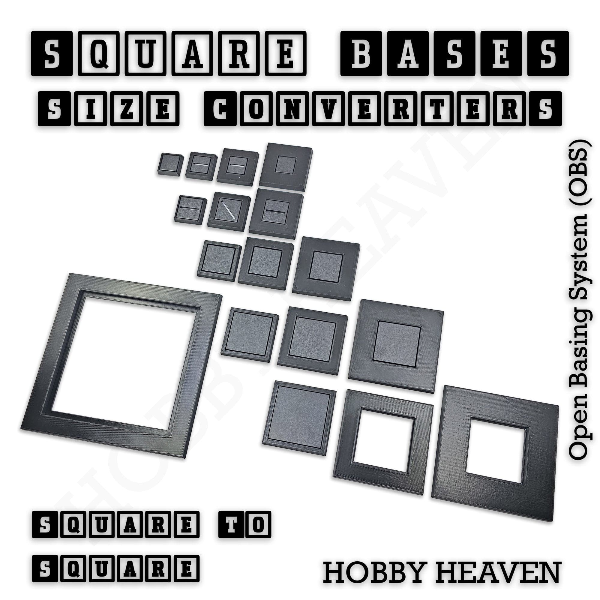Base Square to Square Bases Size Converters 3d Print Full Range