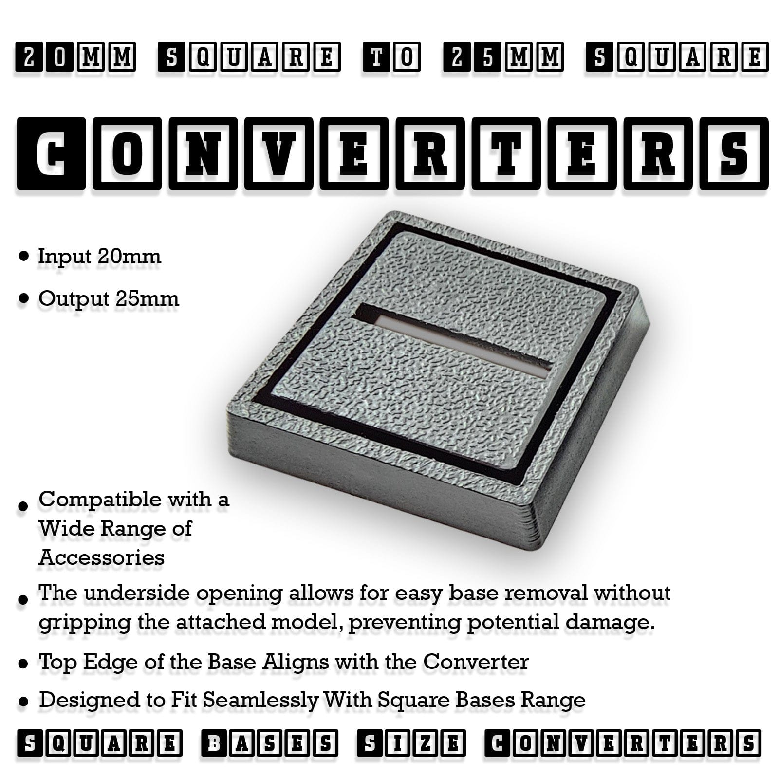 Base 20mm to 25mm Square Base Converter for Wargaming Miniatures | Hobby Heaven