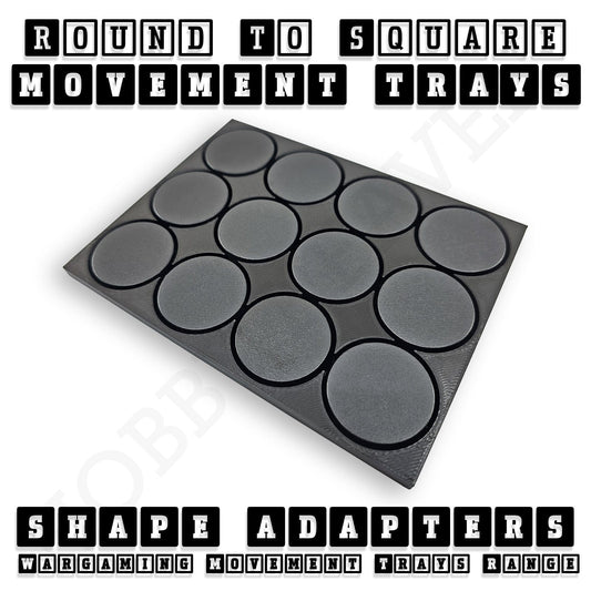 Movement Tray Round to Square Movement Trays Adapters for Tabletop Games