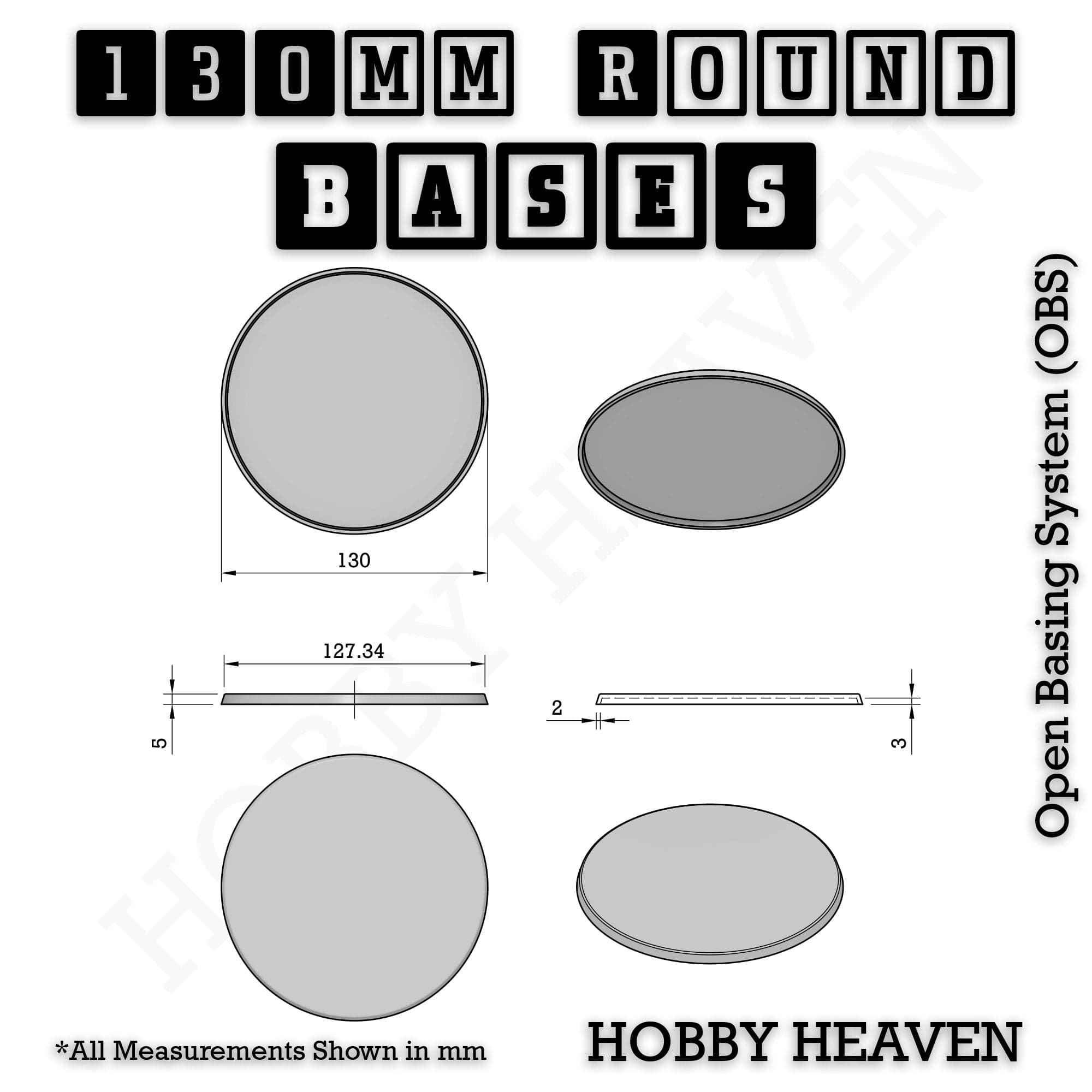 Base 130mm Round Plain Plastic Bases