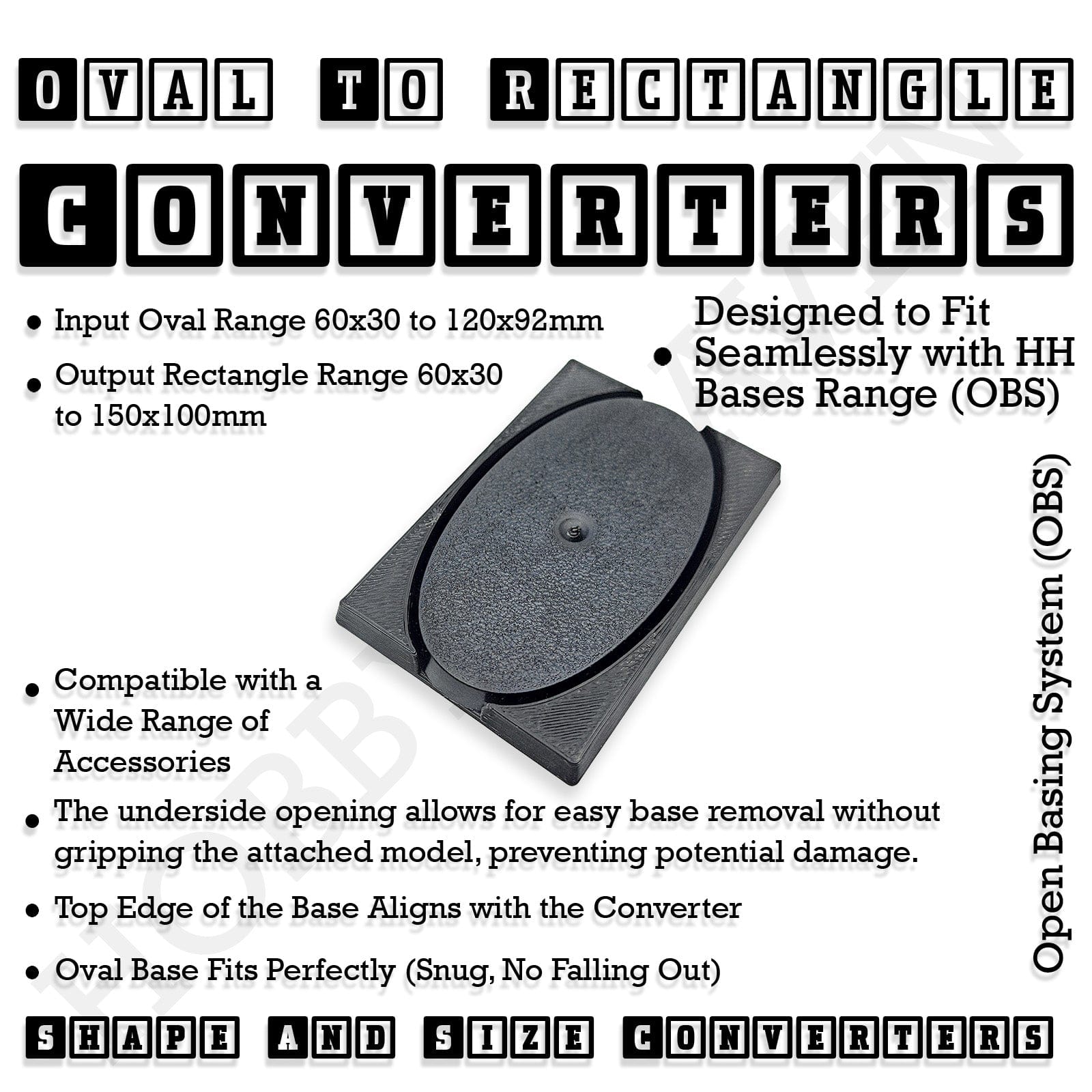 Base Converter Wargaming Oval to Rectangle Base Converters – Tabletop Games | 3D Printed Tabletop Accessories