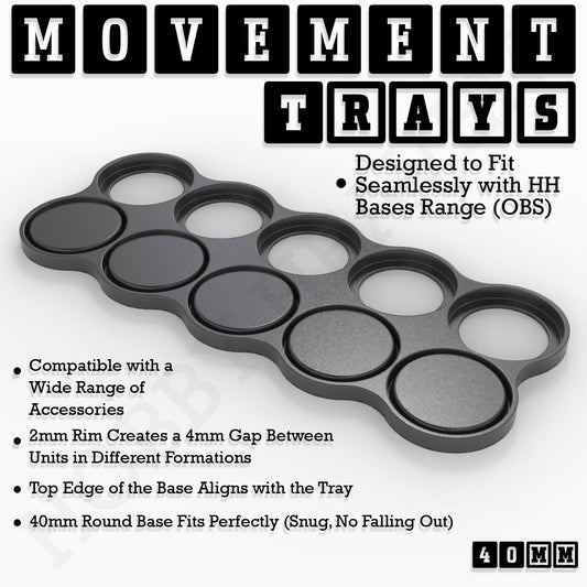 Movement Tray 40mm Movement Trays for Miniatures | Tabletop Wargames Compatible | Full Range