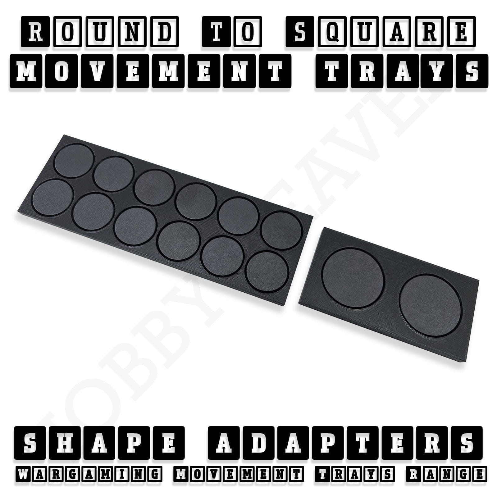 Movement Tray Round to Square Movement Trays Adapters for Tabletop Games