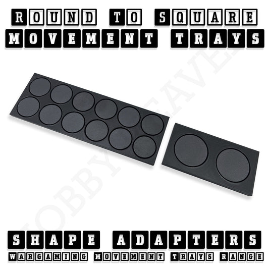 Movement Tray Round to Square Movement Trays Adapters for Tabletop Games