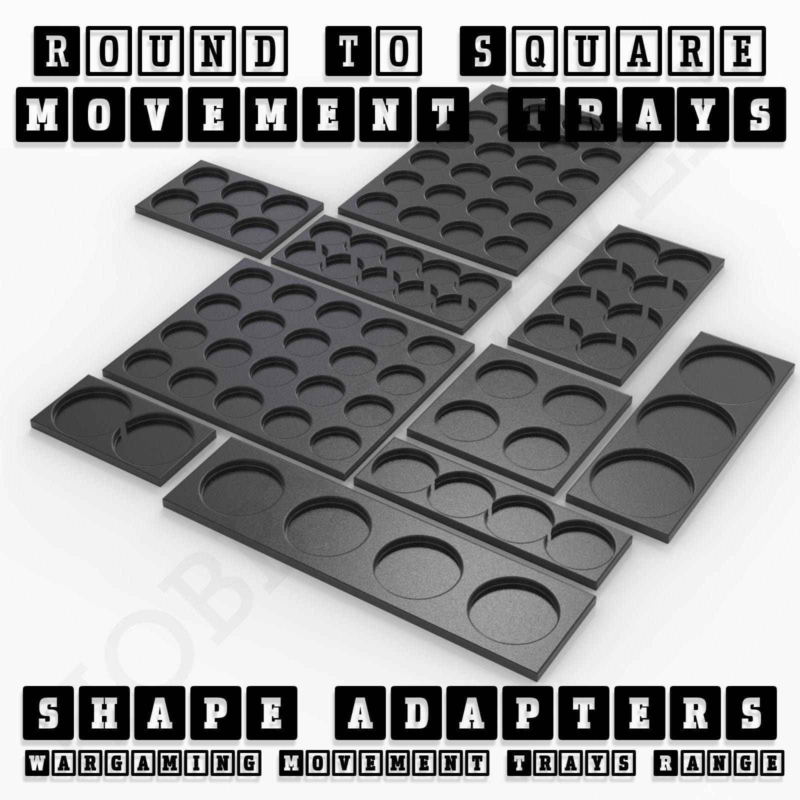 Movement Tray Round to Square Movement Trays Adapters for Tabletop Games