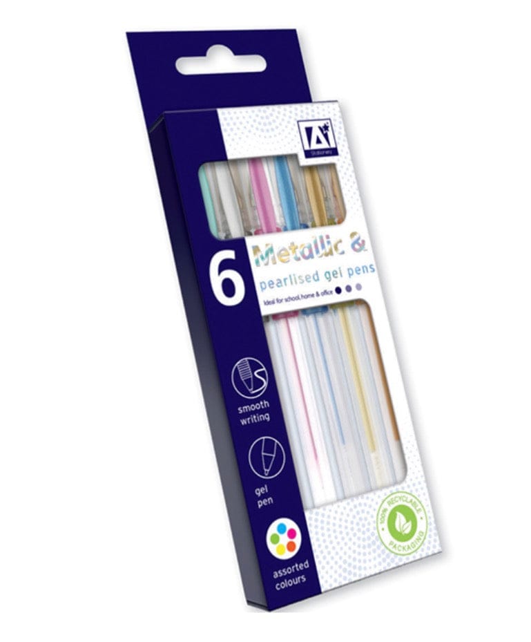 Metallic and pearlised gel pens 6 pack 5012128516962