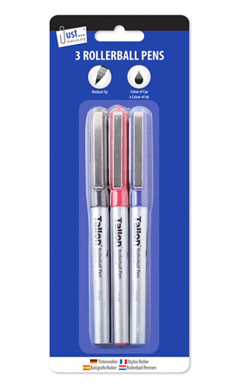 Assorted colour rollerball pens 3 pack 5013922010236