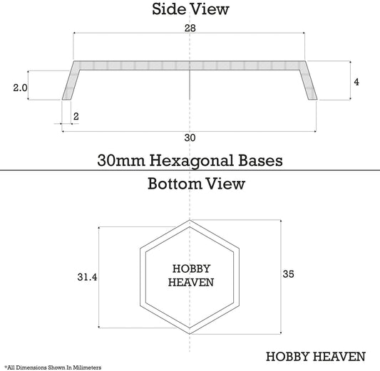 Base 30mm Hexagonal Plain Plastic Bases