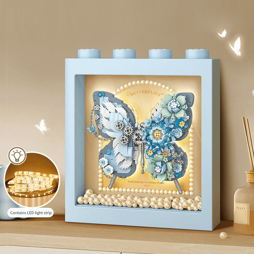 LOZ Blue Butterfly Flowers Frame 1961 6932691919610