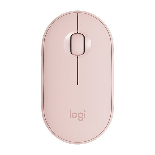 Logitech Pebble Cobblestone Shape Thin 3-keys 1000DPI Mute Wireless Bluetooth Optical Mouse, Wireless Range: 10m (Pink)
