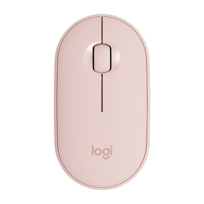 Logitech Pebble Cobblestone Shape Thin 3-keys 1000DPI Mute Wireless Bluetooth Optical Mouse, Wireless Range: 10m (Pink)