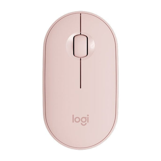 Logitech Pebble Cobblestone Shape Thin 3-keys 1000DPI Mute Wireless Bluetooth Optical Mouse, Wireless Range: 10m (Pink)