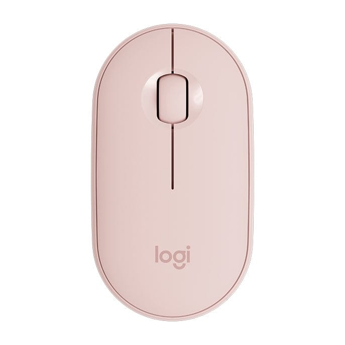 Logitech Pebble Cobblestone Shape Thin 3-keys 1000DPI Mute Wireless Bluetooth Optical Mouse, Wireless Range: 10m (Pink)